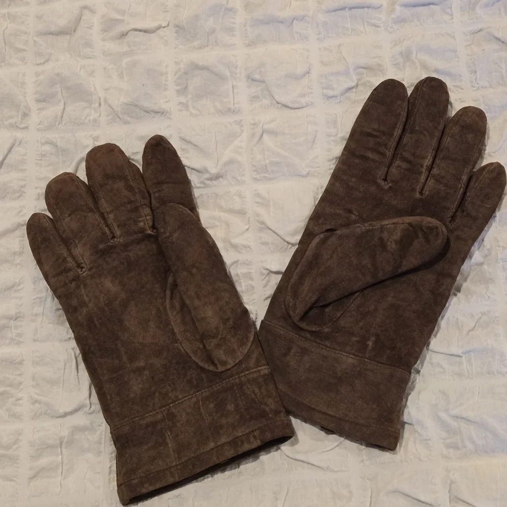 Woman's Brown Leather Gloves, Large